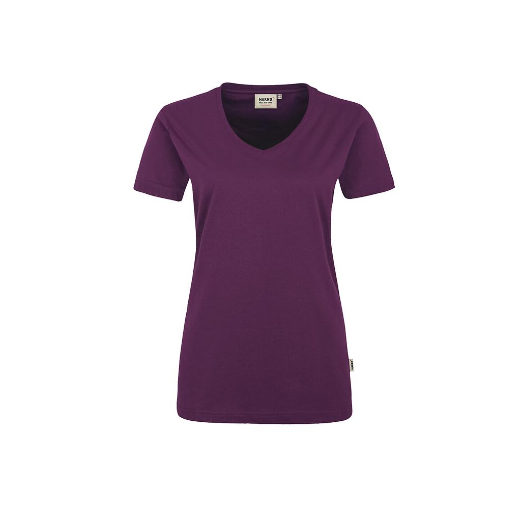 Hakro® Damen-V-Shirt MIKRALINAR aubergine