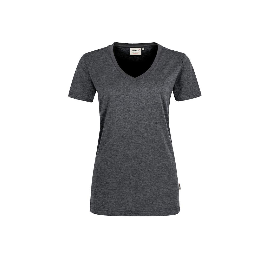 Hakro® Damen-V-Shirt MIKRALINAR anthrazit meliert