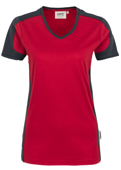 Hakro® Damen-V-Shirt Contrast Performance rot