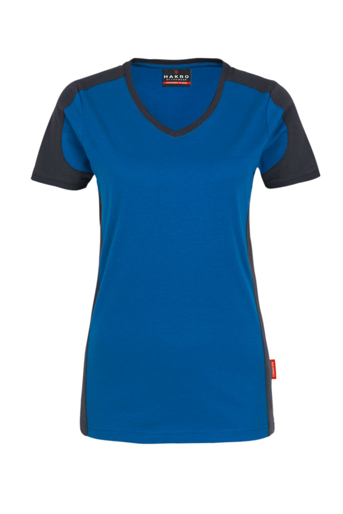 Hakro® Damen-V-Shirt Contrast Performance royalblau