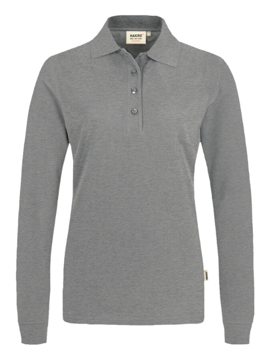 Hakro® Damen-Longsleeve-Poloshirt MIKRALINAR® grau meliert