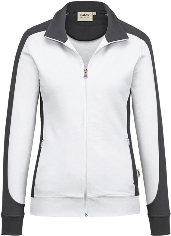 Hakro®  Damen-Sweatjacke CONTRAST MIKRALINAR® weiß