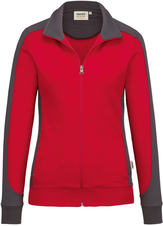 Hakro®  Damen-Sweatjacke CONTRAST MIKRALINAR® rot