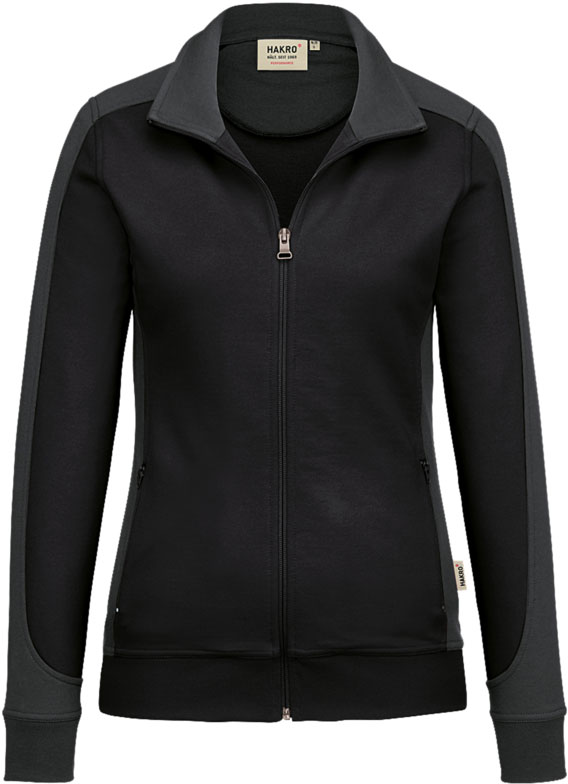 Hakro®  Damen-Sweatjacke CONTRAST MIKRALINAR® schwarz
