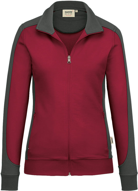 Hakro®  Damen-Sweatjacke CONTRAST MIKRALINAR® weinrot
