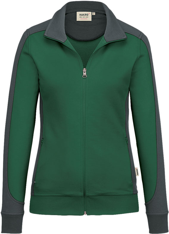 Hakro®  Damen-Sweatjacke CONTRAST MIKRALINAR® tanne