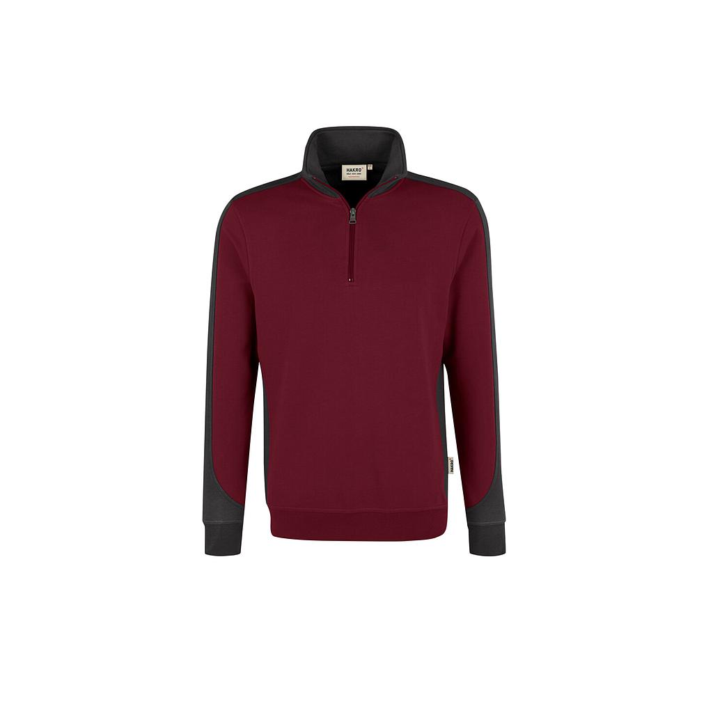 Hakro® Zip-Sweatshirt Contrast Performance weinrot