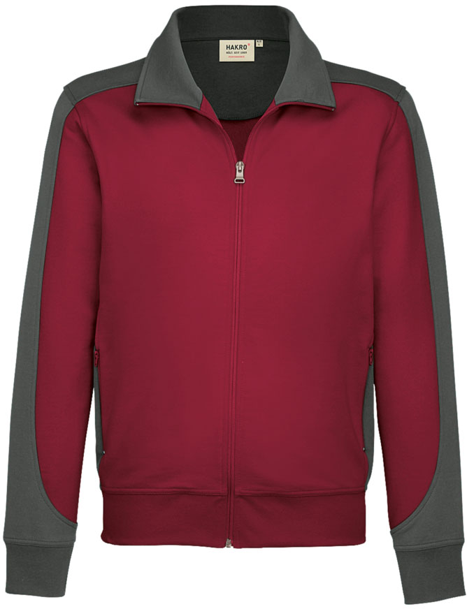 Hakro®  Sweatjacke CONTRAST MIKRALINAR® weinrot