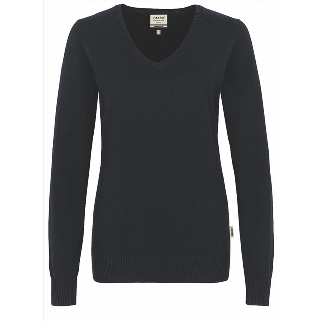 Hakro® Damen-V-Pullover Premium-Cotton schwarz
