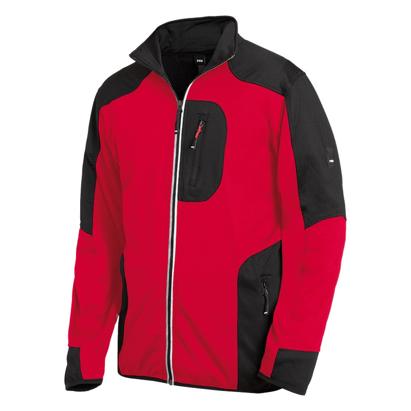 FHB® Jersey Fleece-Jacke RALF rot/schwarz