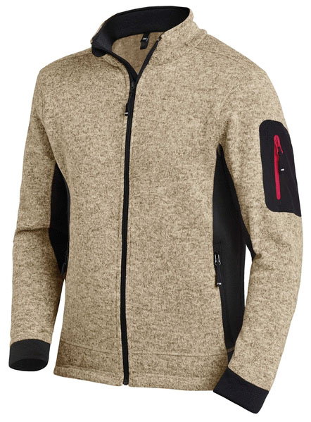 FHB® Strick-Fleece-Jacke CHRISTOPH beige/schwarz