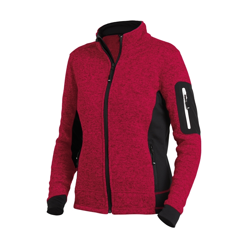 FHB® Strick-Fleece-Jacke Damen  MARIEKE rot-schwarz 3320