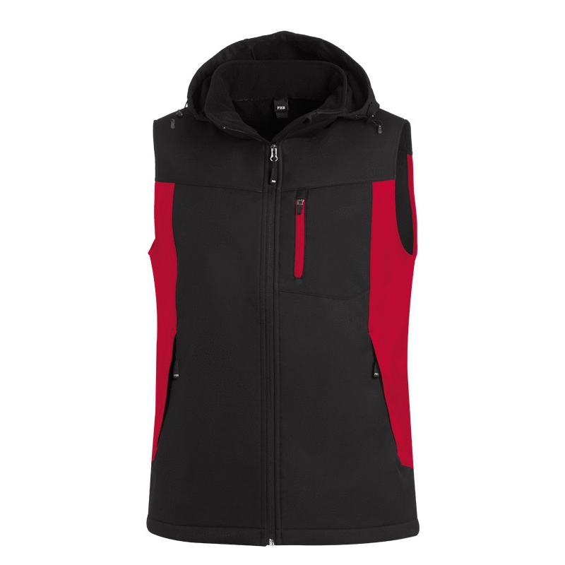 FHB® Softshell-Weste JUSTUS rot-schwarz