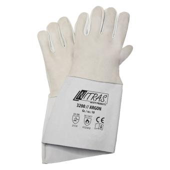 NITRAS® ARGON, Vollnappa-Handschuhe, grau, Spaltlederstulpe, grau, EN 388, EN 12477 GR. 10