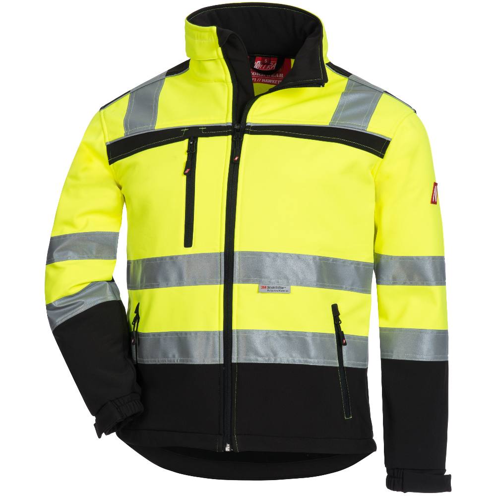 NITRAS® MOTION TEX VIZ, Warnschutz-Softshelljacke, neongelb / schwarz, EN ISO 20471