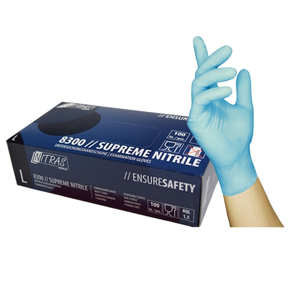NITRAS® SUPREME NITRILE Einmalhandschuhe Nitril blau EN 374 1 Box á 100 Stück