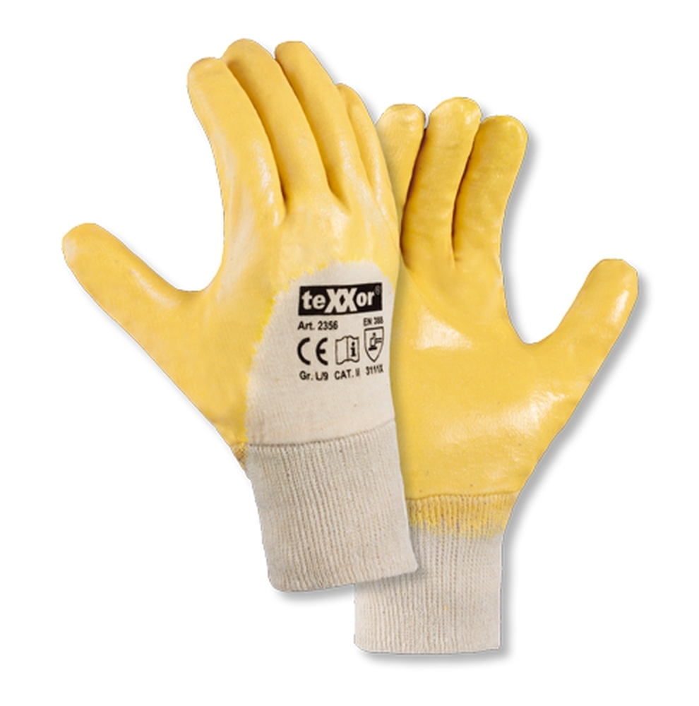 teXXor® Nitril-Handschuhe STRICKBUND gelb/beige