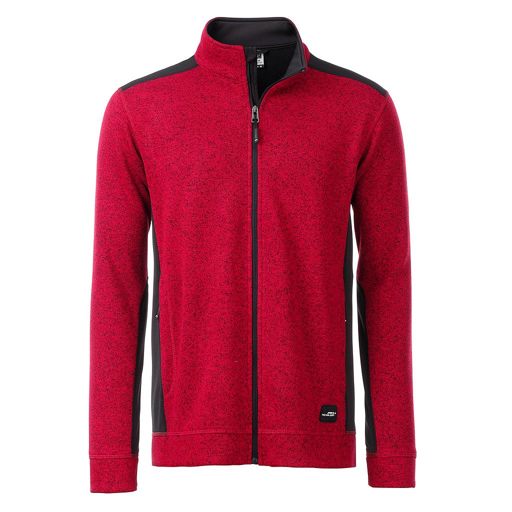  Men's Knitted Workwear Fleece (gestrickt) Jacket red melange/black