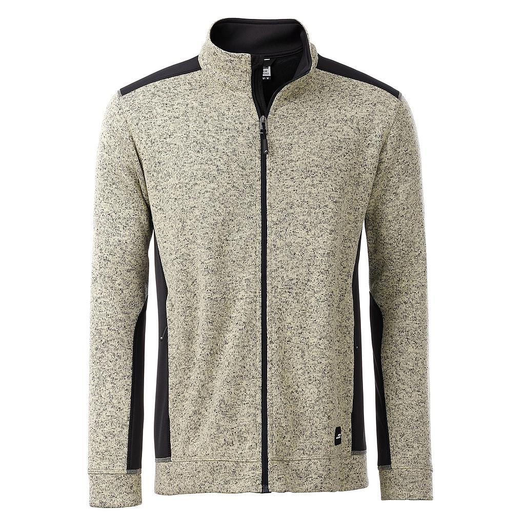  Mens Knitted Workwear Fleece Jacket stone melange/black