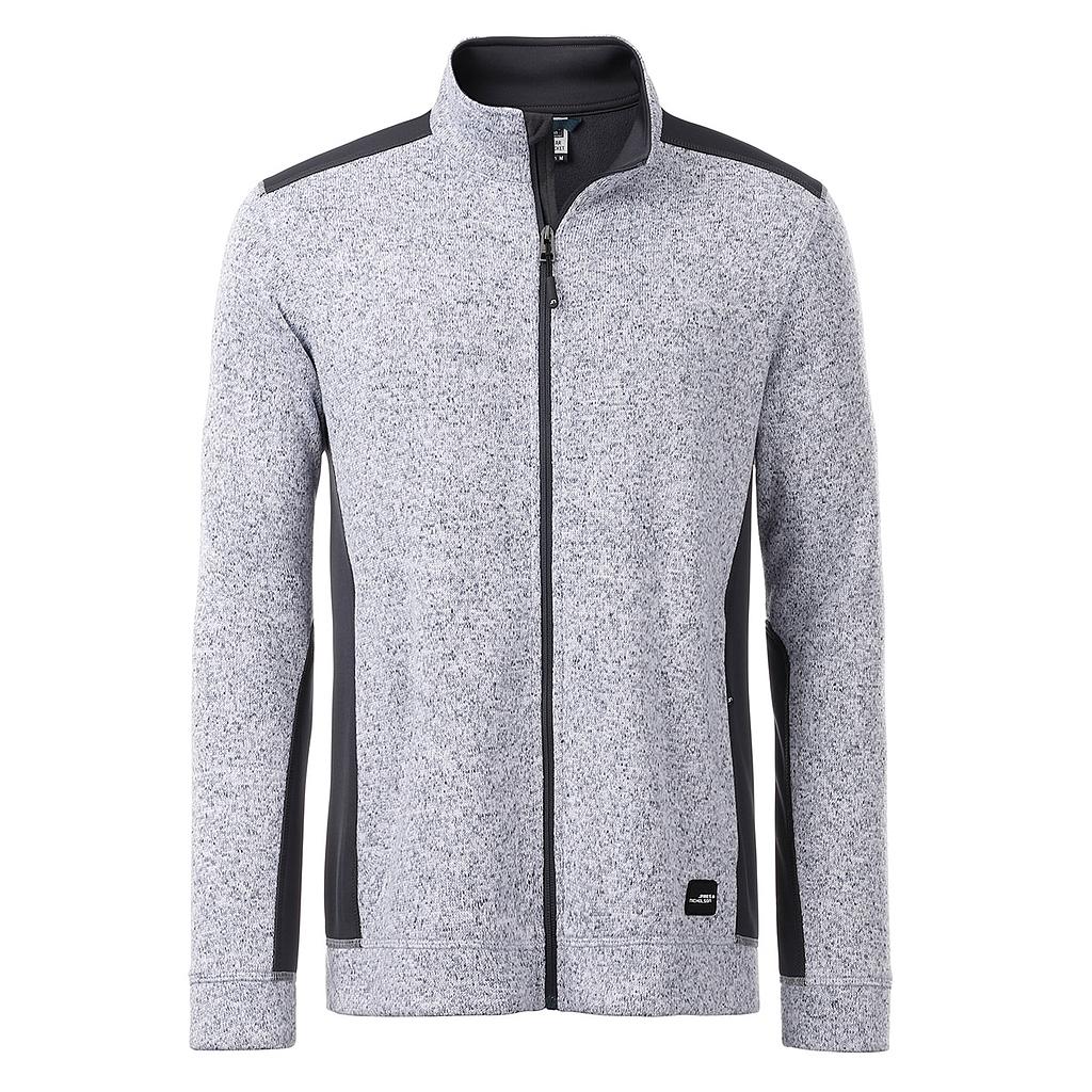  Mens Knitted Workwear Fleece Jacket white melange/carbon