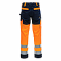 NITRAS MOTION TEX VIZ, Warnschutz-Arbeitshose neonorange / marineblau