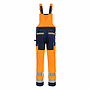 NITRAS MOTION TEX VIZ, Warnschutz-Latzhose neonorange / marineblau