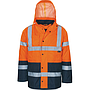 Vizwell Warnschutz Kontrast Parka 2 in 1 leuchtorange/marine (heraustrennbares Steppfutter)