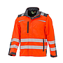 LeiKaTex® • BRIGHT LINE • Warnschutz-Softshelljacke • EN ISO 20471 • warnorange/grau