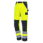 NITRAS MOTION TEX VIZ, Warnschutz-Arbeitshose neongelb / marineblau
